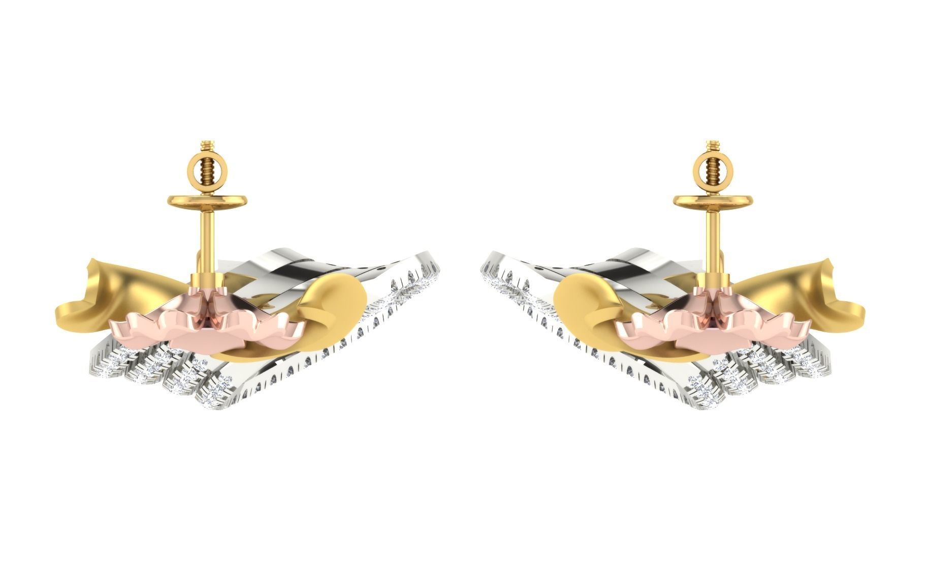 Women pendant earrings set 3dm stl render detail 3D print model 3D print model_8