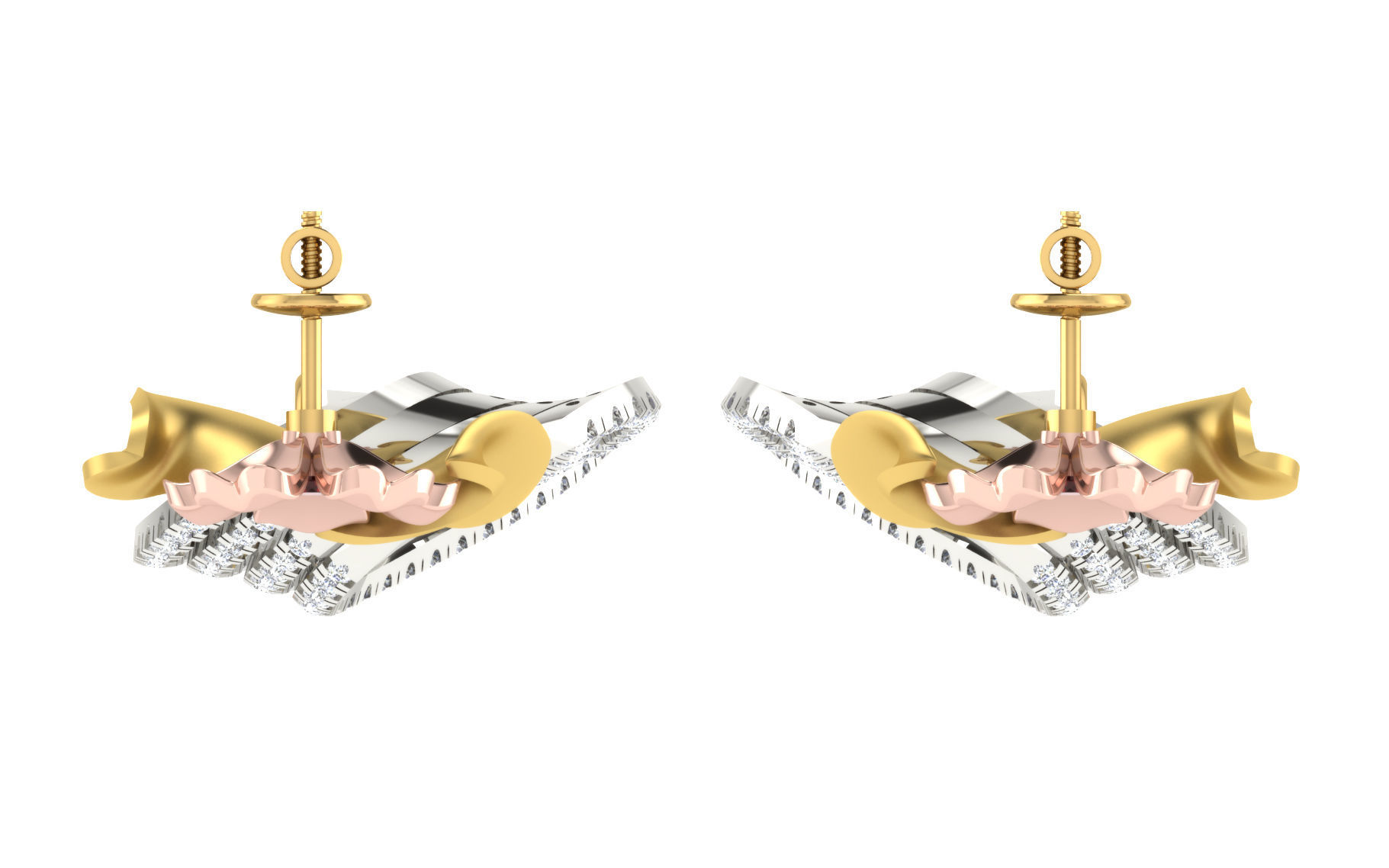 Women pendant earrings set 3dm stl render detail 3D print model 3D print model_7