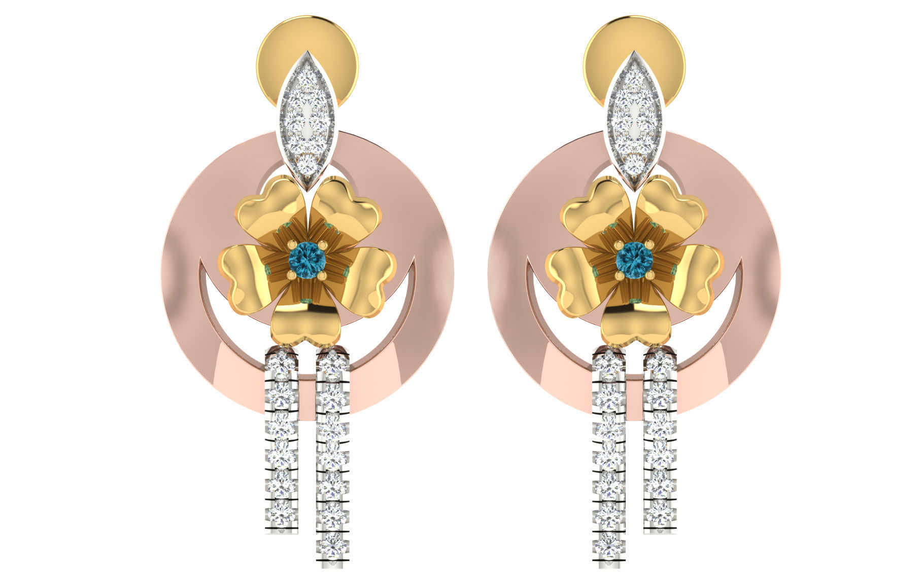 Women pendant earrings set 3dm stl render detail 3D print model 3D print model_2