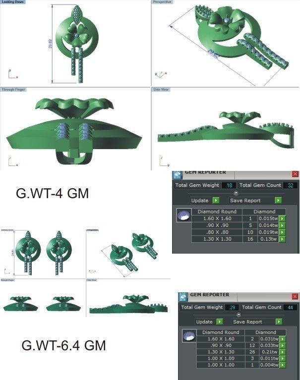 Women pendant earrings set 3dm stl render detail 3D print model 3D print model_8