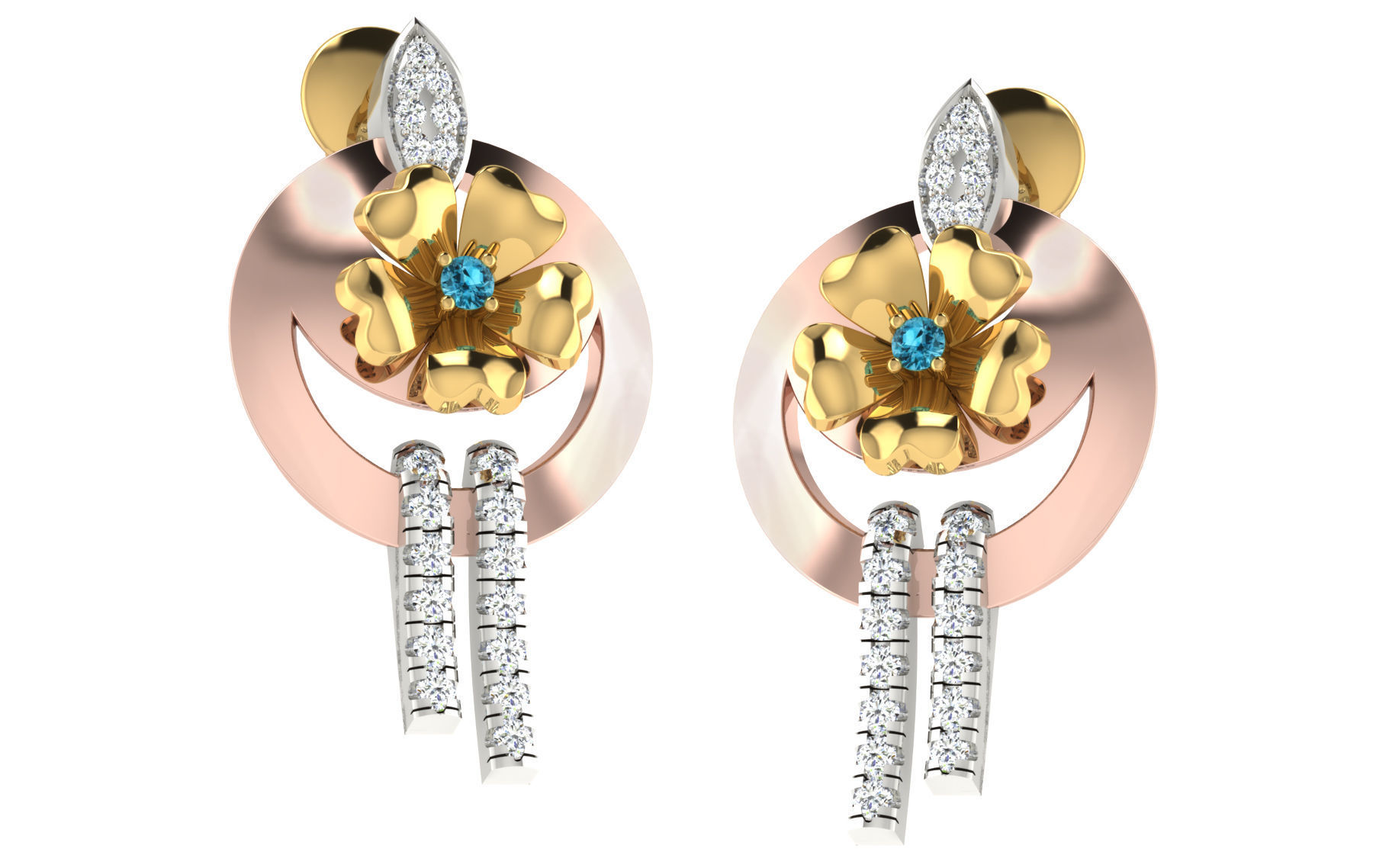 Women pendant earrings set 3dm stl render detail 3D print model 3D print model_1