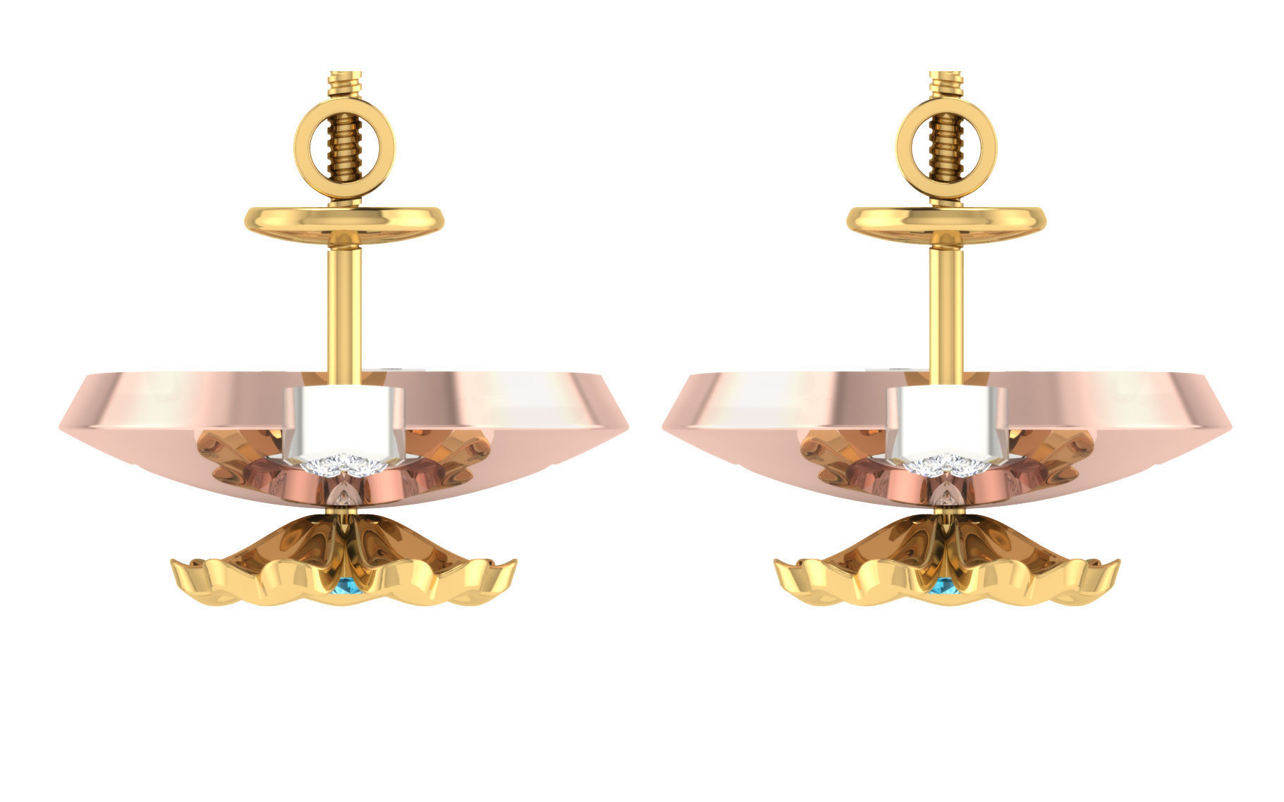 Women pendant earrings set 3dm stl render detail 3D print model 3D print model_4