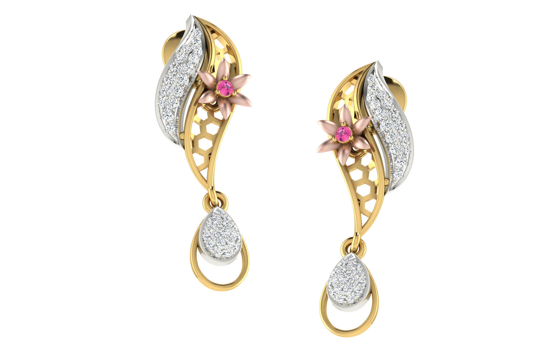 Women pendant earrings set 3dm stl render detail 3D print model 3D print model_1