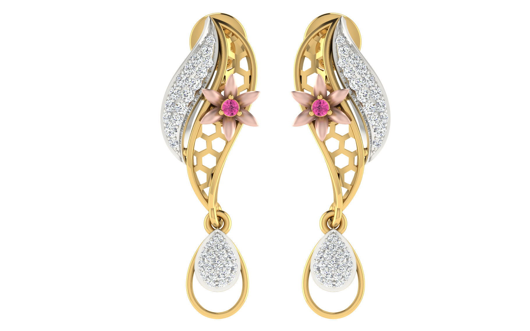 Women pendant earrings set 3dm stl render detail 3D print model 3D print model_2