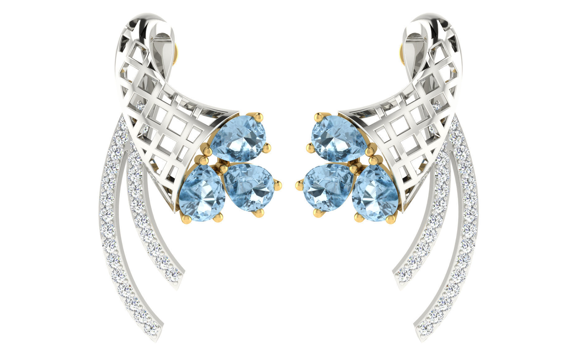 Women pendant earrings set 3dm stl render detail 3D print model 3D print model_2