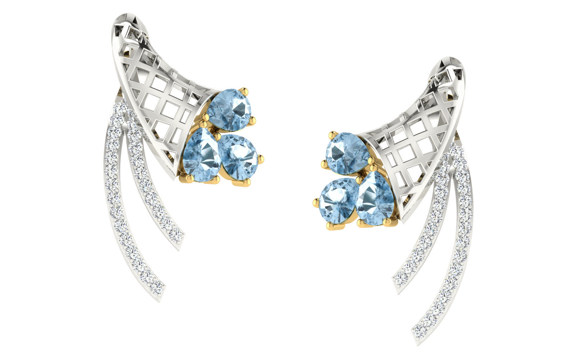 Women pendant earrings set 3dm stl render detail 3D print model 3D print model_1