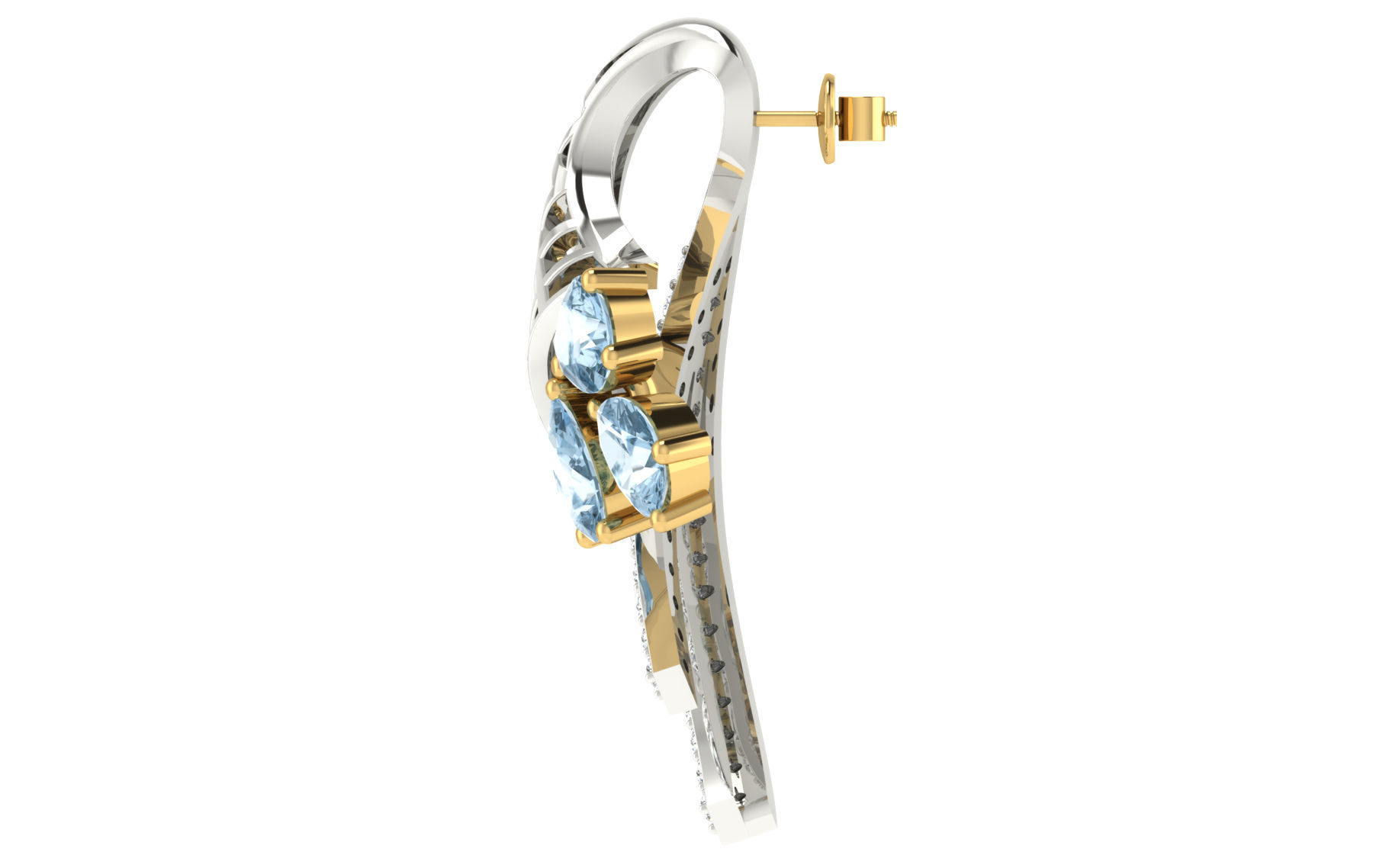 Women pendant earrings set 3dm stl render detail 3D print model 3D print model_3