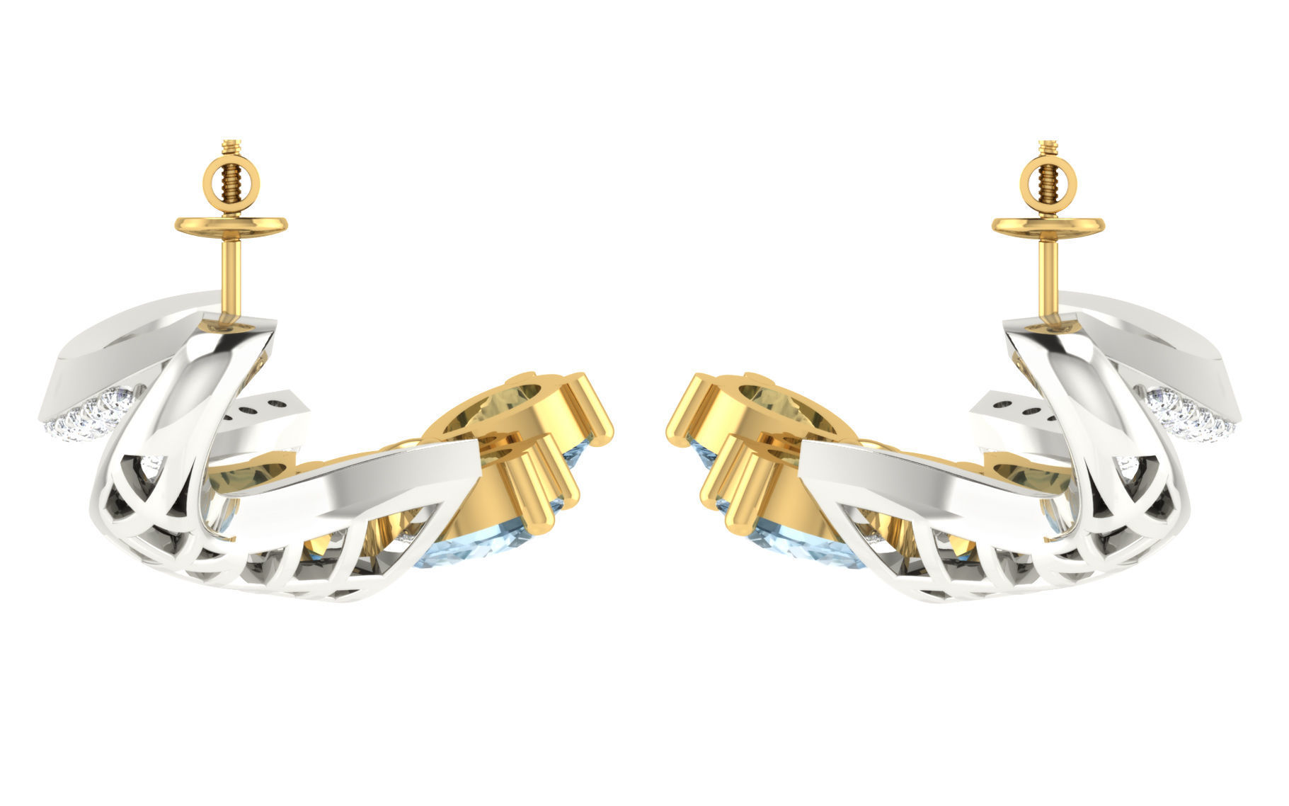 Women pendant earrings set 3dm stl render detail 3D print model 3D print model_4