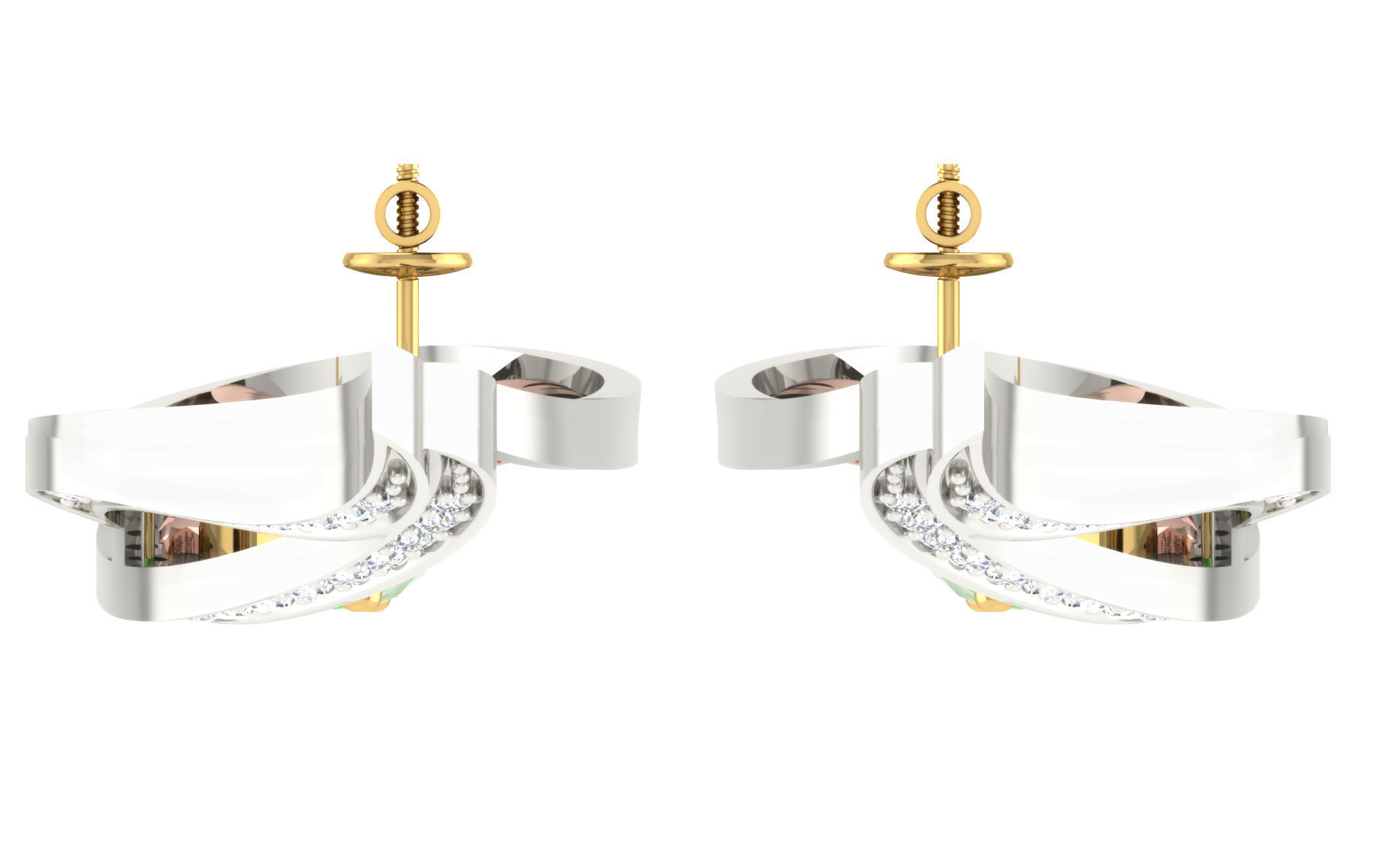 Women pendant earrings set 3dm stl render detail 3D print model 3D print model_5