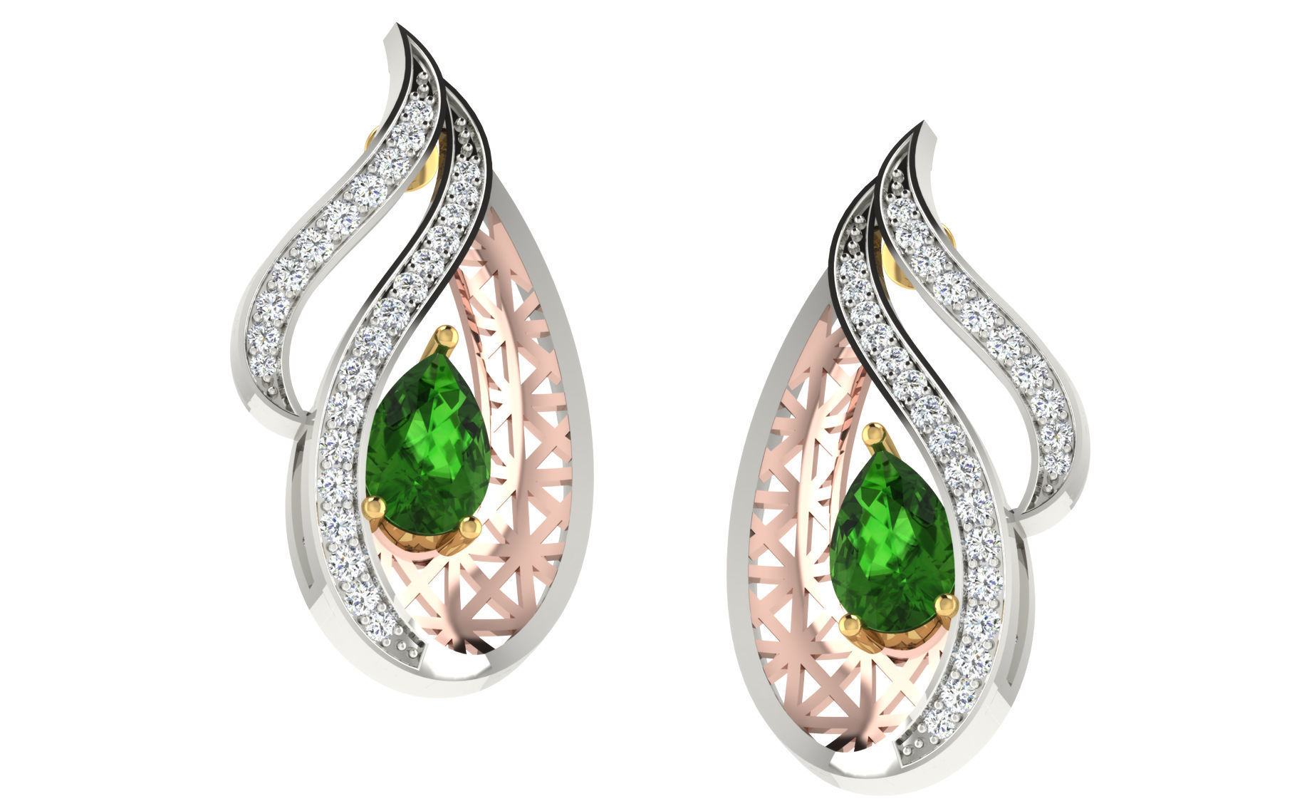 Women pendant earrings set 3dm stl render detail 3D print model 3D print model_1