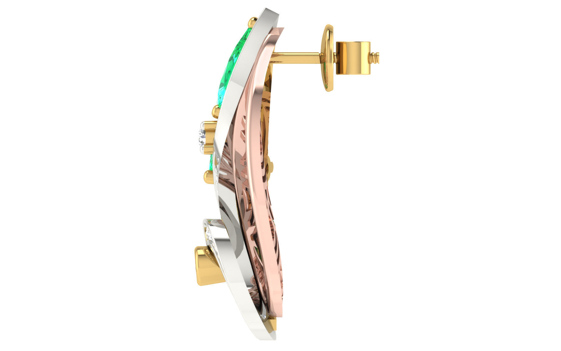 Women pendant earrings set 3dm stl render detail 3D print model 3D print model_3