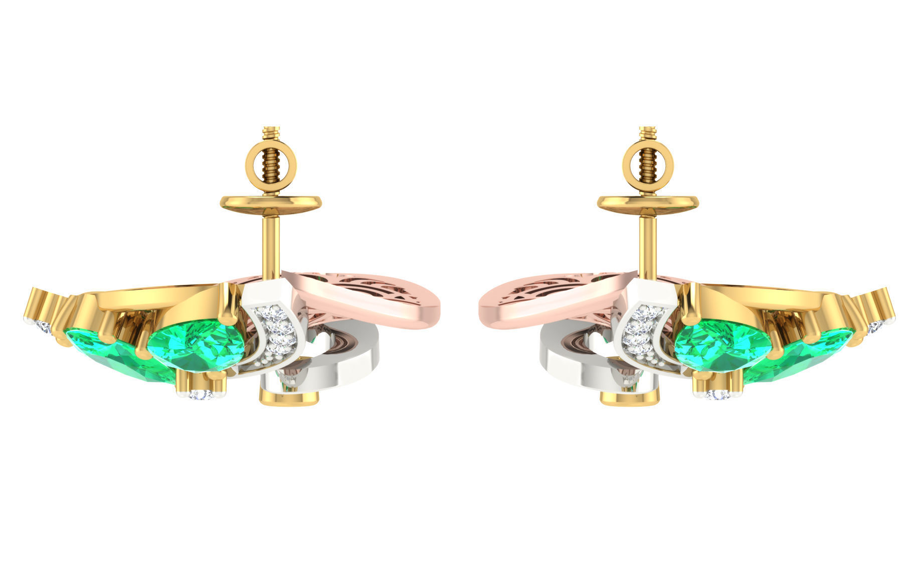 Women pendant earrings set 3dm stl render detail 3D print model 3D print model_4