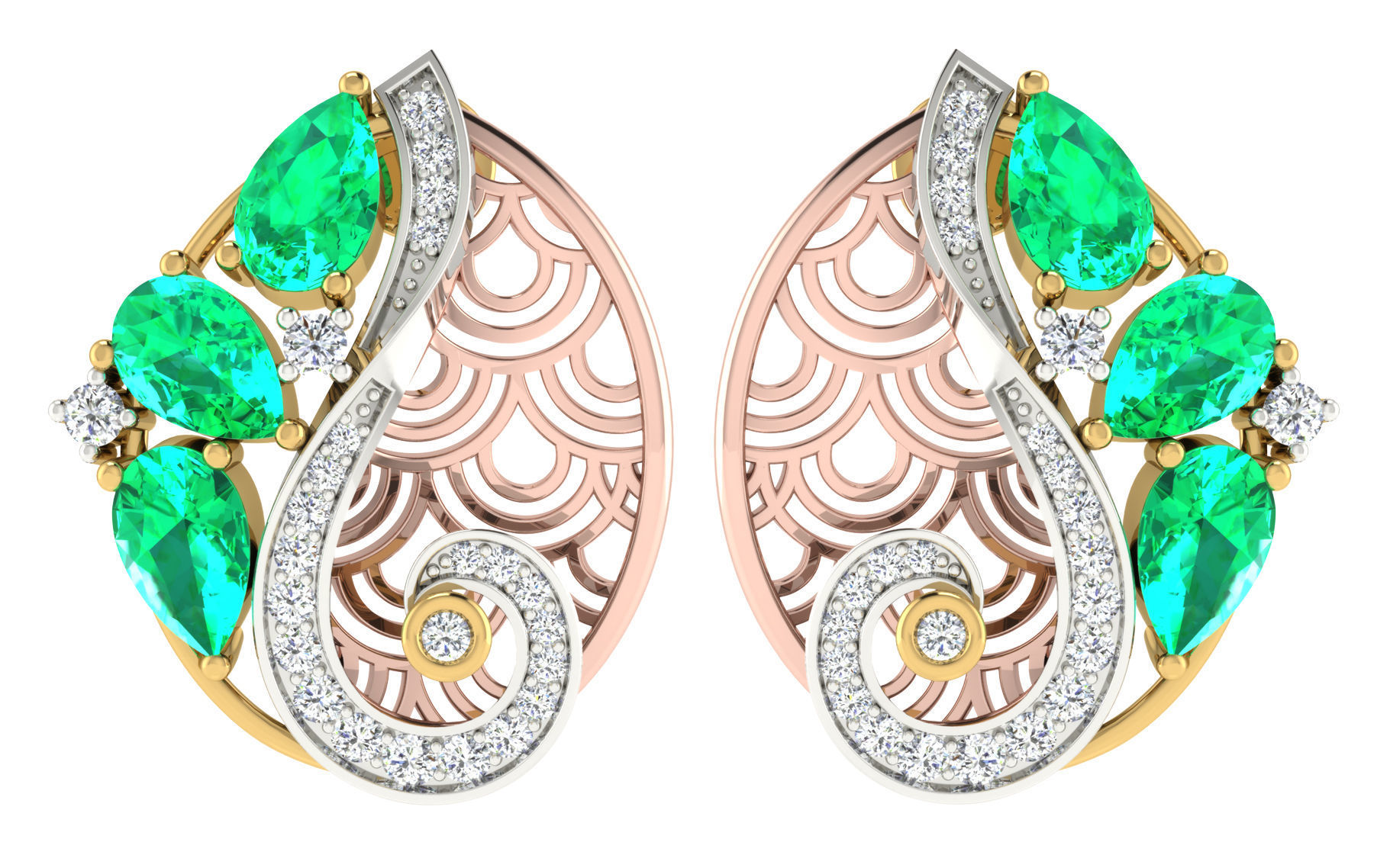 Women pendant earrings set 3dm stl render detail 3D print model 3D print model_2