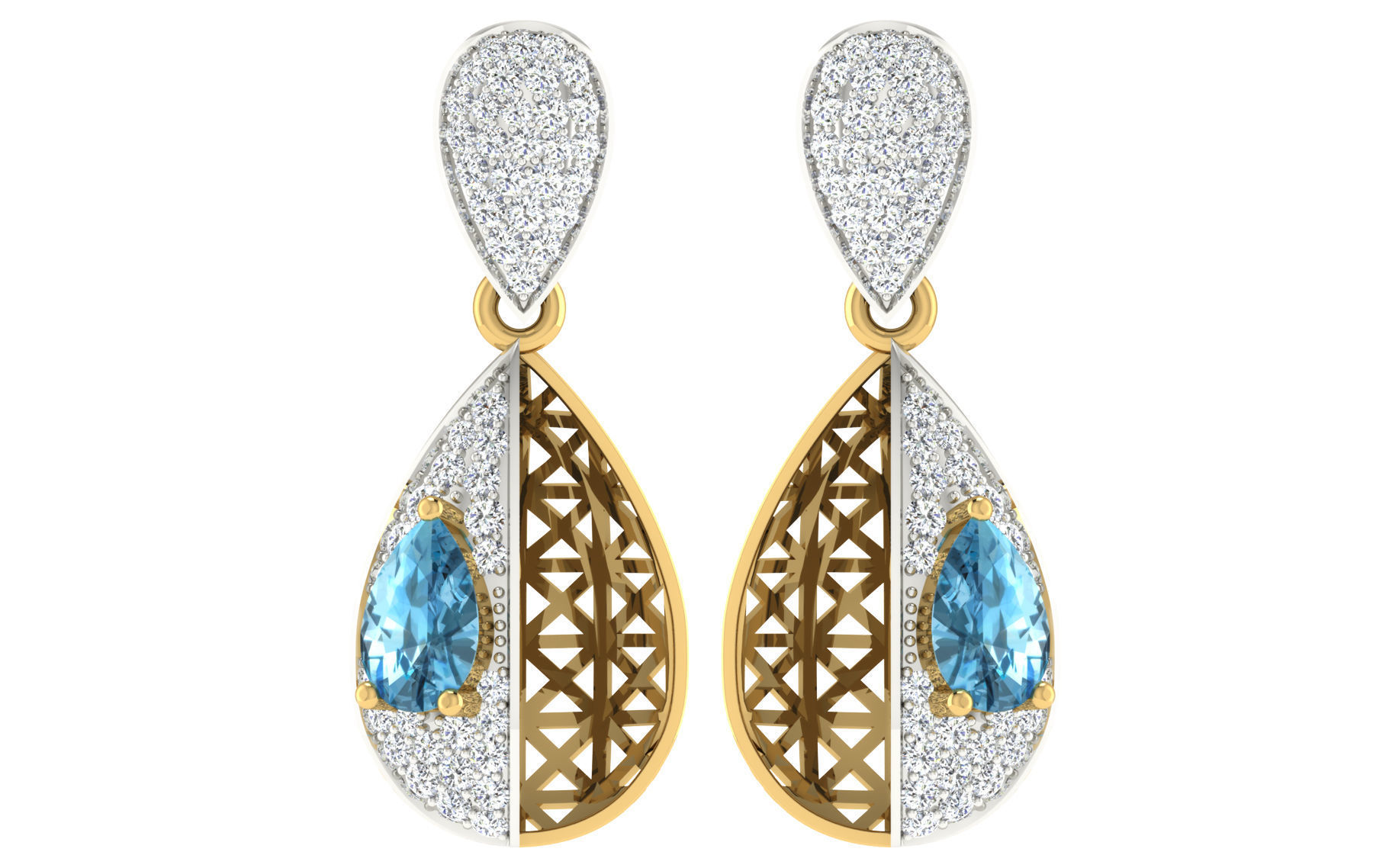 Women pendant earrings set 3dm stl render detail 3D print model 3D print model_2