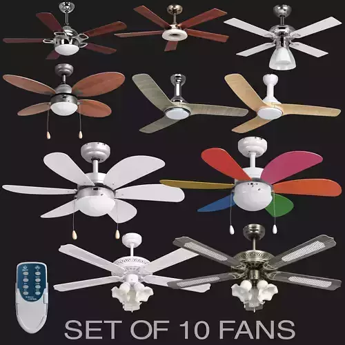 SET OF 10 FANS 3D model