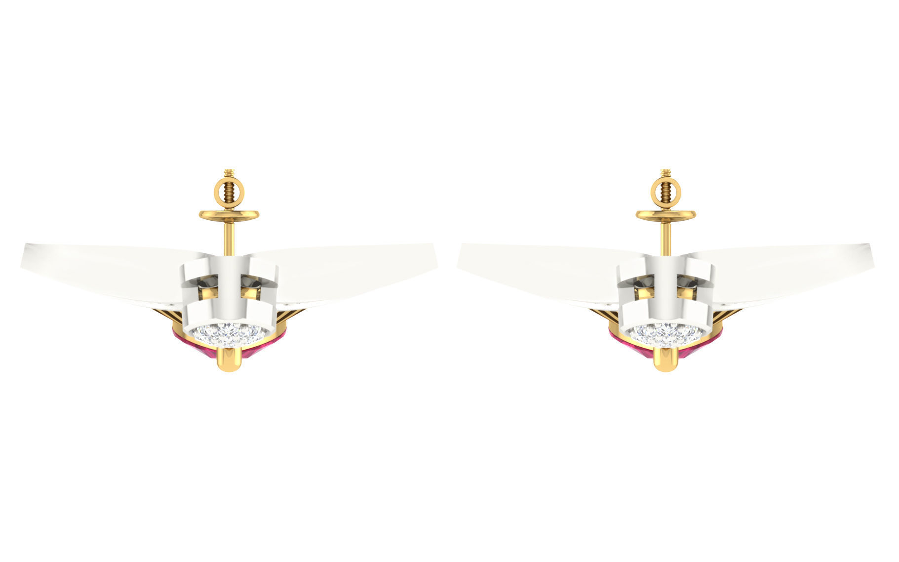 Women pendant earrings set 3dm stl render detail 3D print model 3D print model_6