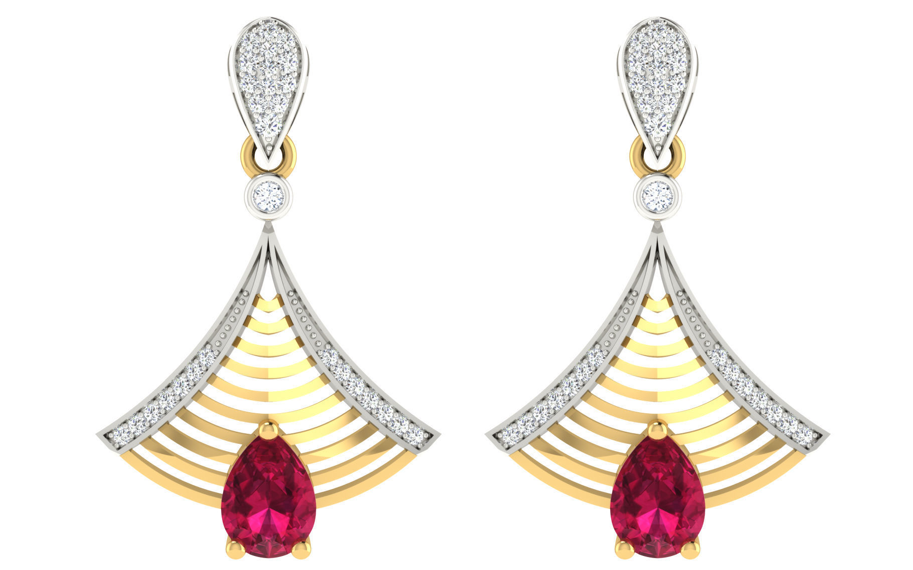 Women pendant earrings set 3dm stl render detail 3D print model 3D print model_7