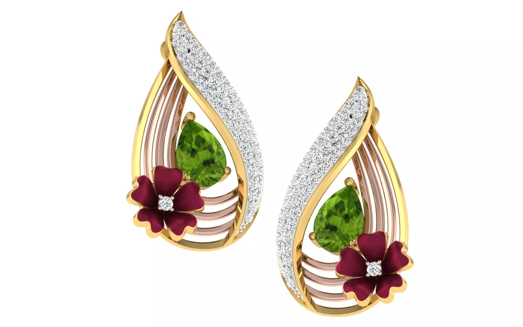 Women pendant earrings set 3dm stl render detail 3D print model 3D print model_0