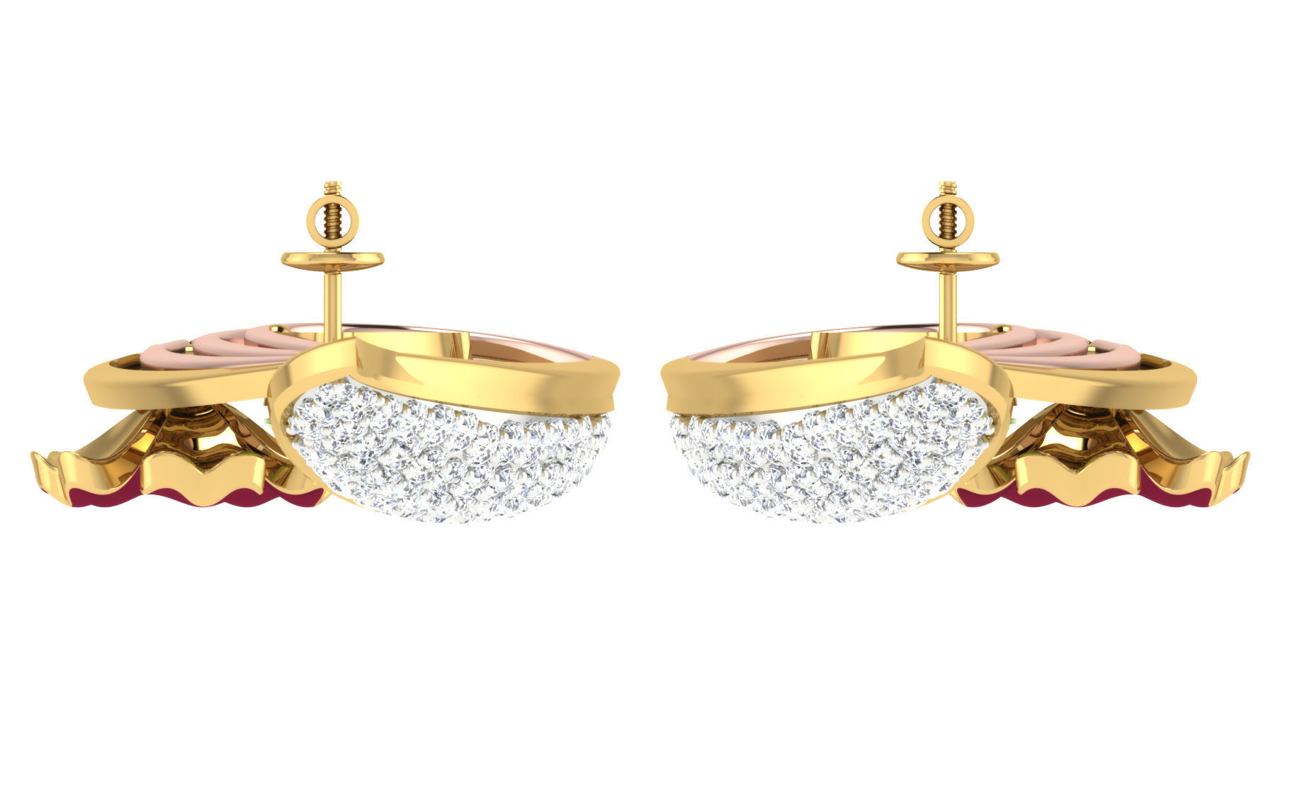 Women pendant earrings set 3dm stl render detail 3D print model 3D print model_4