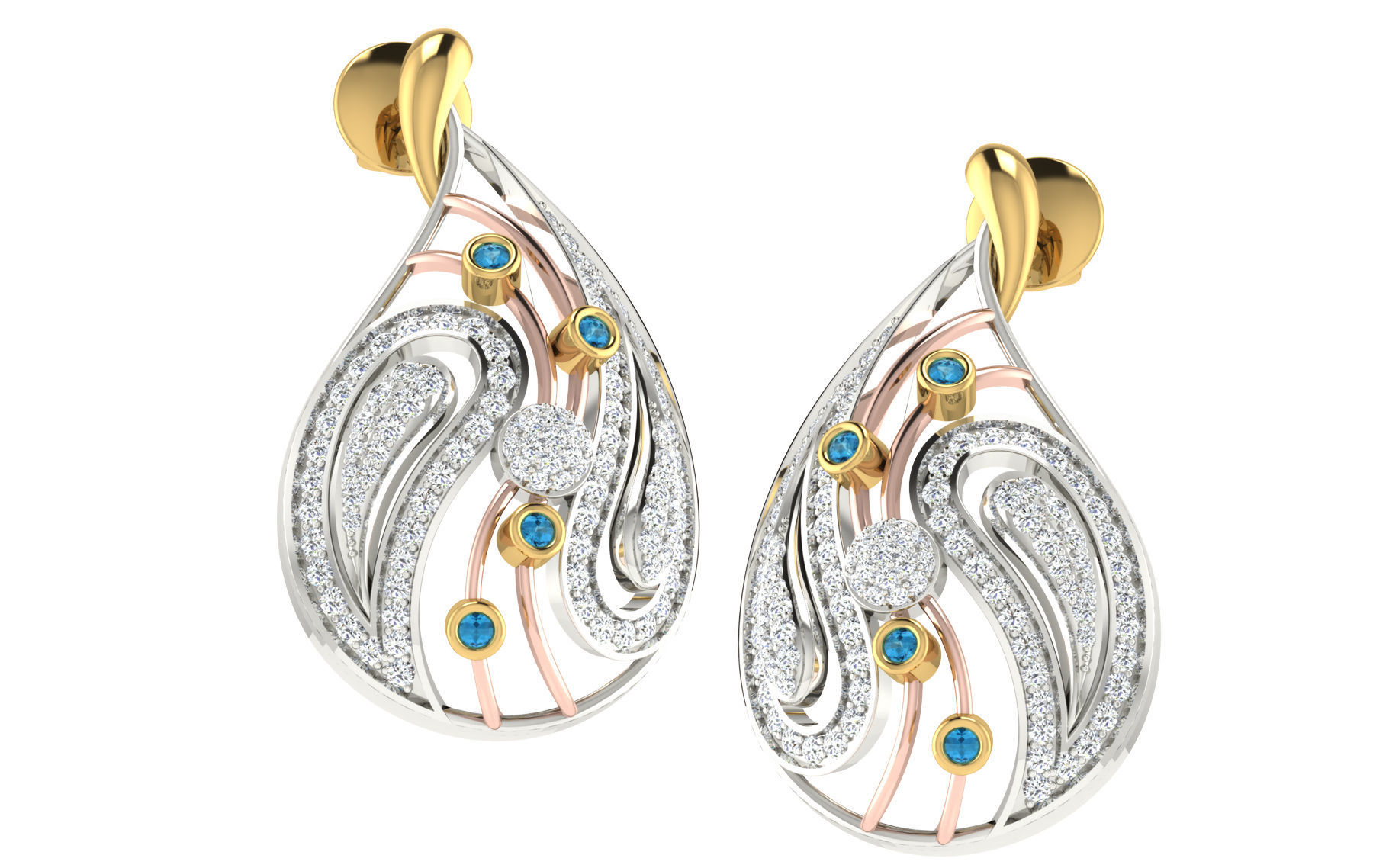 Women pendant earrings set 3dm stl render detail 3D print model 3D print model_1