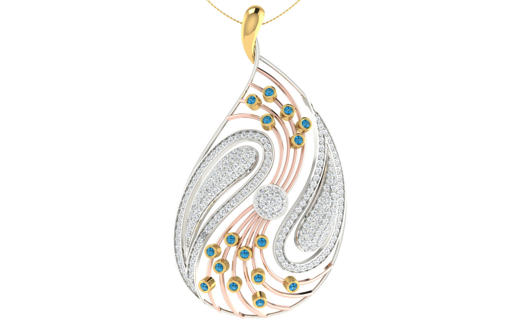 Women pendant earrings set 3dm stl render detail 3D print model 3D print model_5