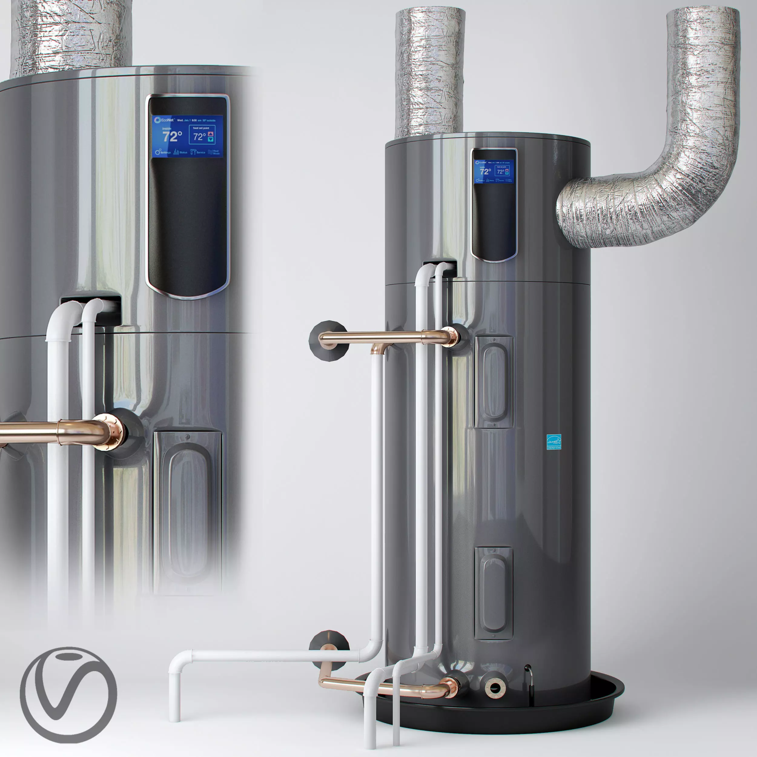 Rheem Electric Water Heater 3D model_0