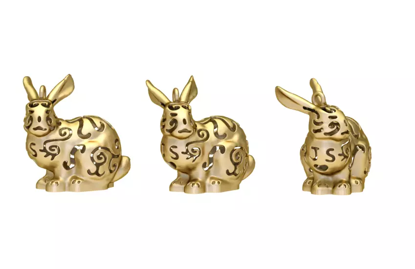 rabbit gold 3D print model_0