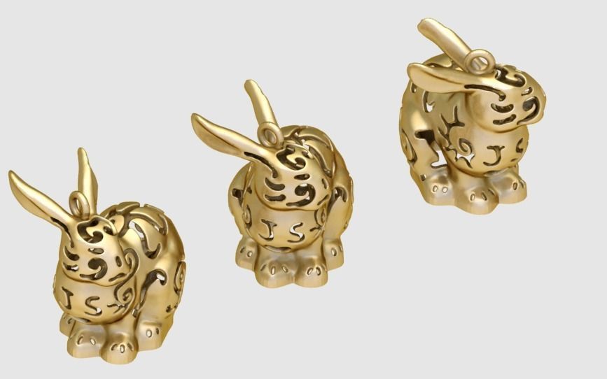 rabbit gold 3D print model_3