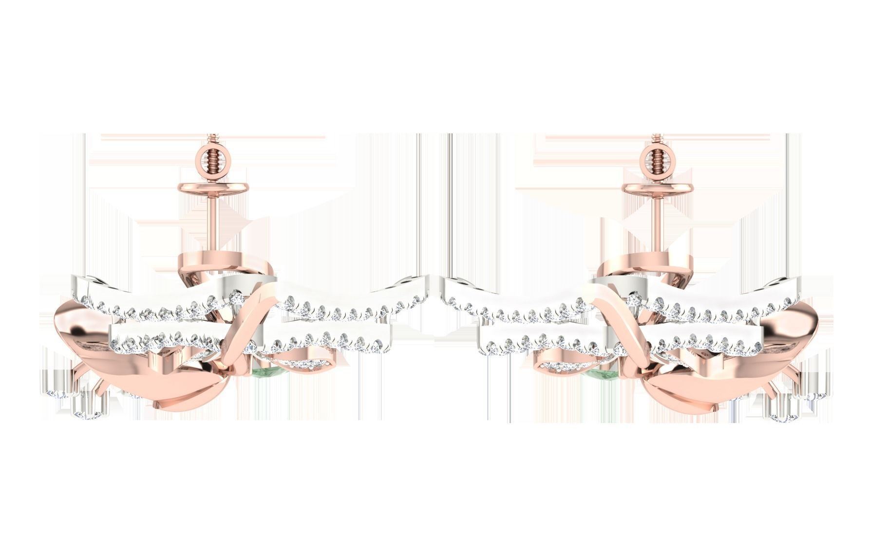 Women pendant earrings set 3dm stl render detail 3D print model 3D print model_7