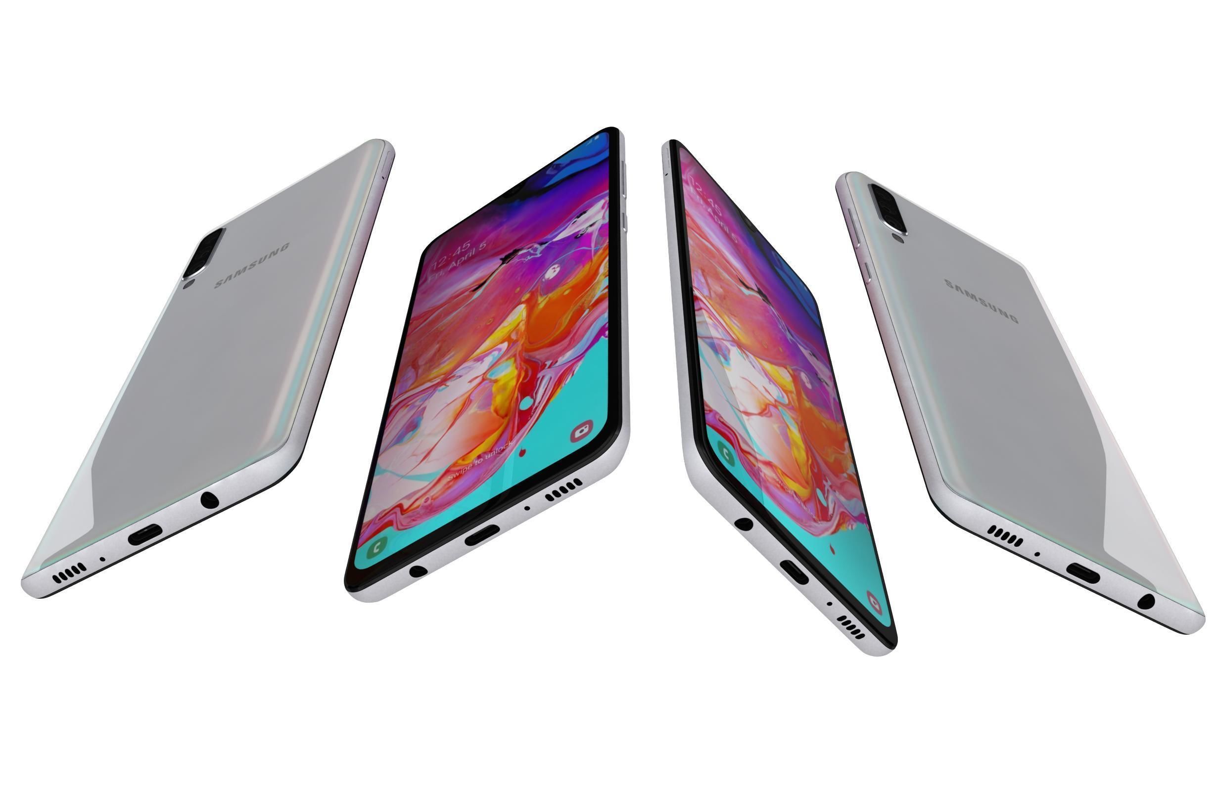 Samsung Galaxy A70 White 3D model_4