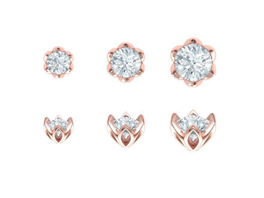 Lotus design  Heads Set for 6 STONE TYPE  3D print model_1