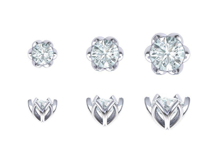 Lotus design  Heads Set for 6 STONE TYPE  3D print model_3