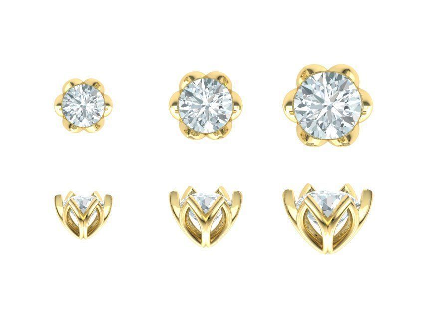 Lotus design  Heads Set for 6 STONE TYPE  3D print model_5