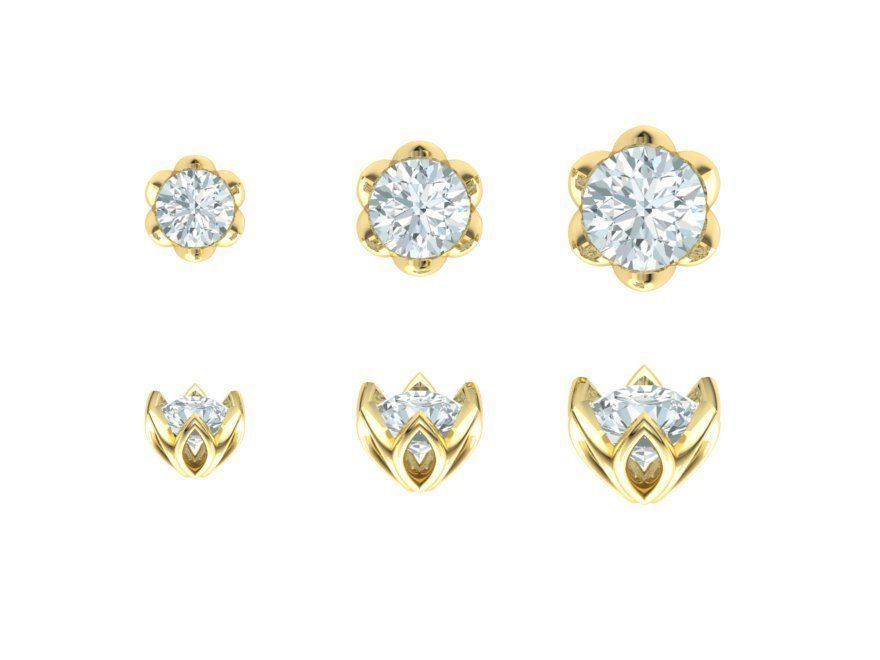 Lotus design  Heads Set for 6 STONE TYPE  3D print model_2