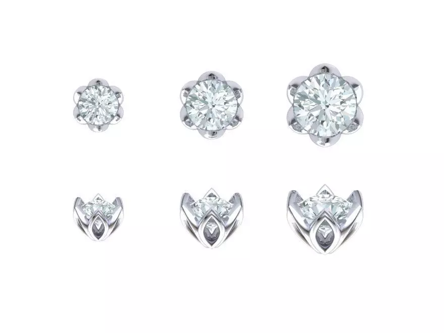 Lotus design  Heads Set for 6 STONE TYPE  3D print model_0