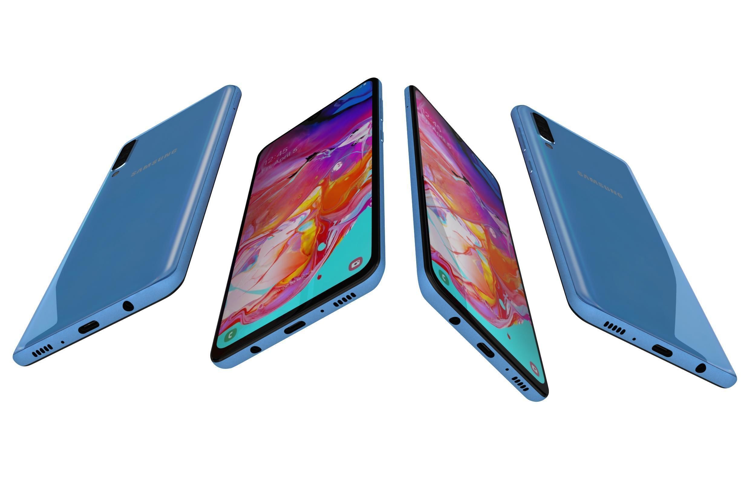 Samsung Galaxy A70 Blue 3D model_3