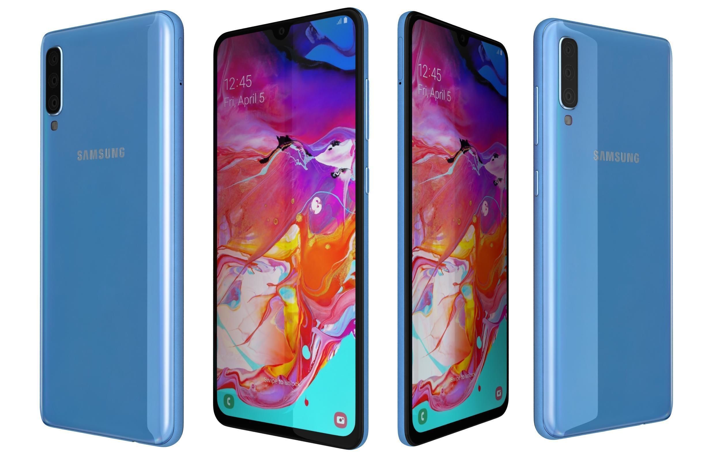 Samsung Galaxy A70 Blue 3D model_1