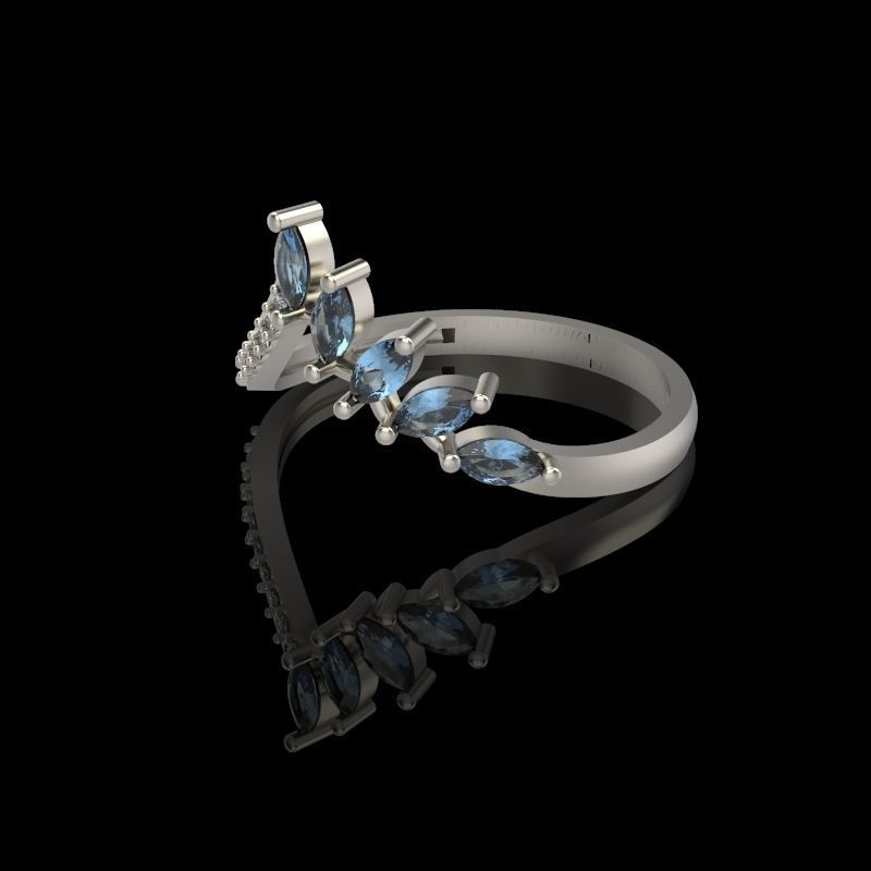 Women Ring with gems and diamonds 3dm stl 3D print model 3D print model_3