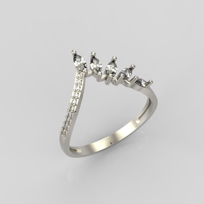 Women Ring with gems and diamonds 3dm stl 3D print model 3D print model_2