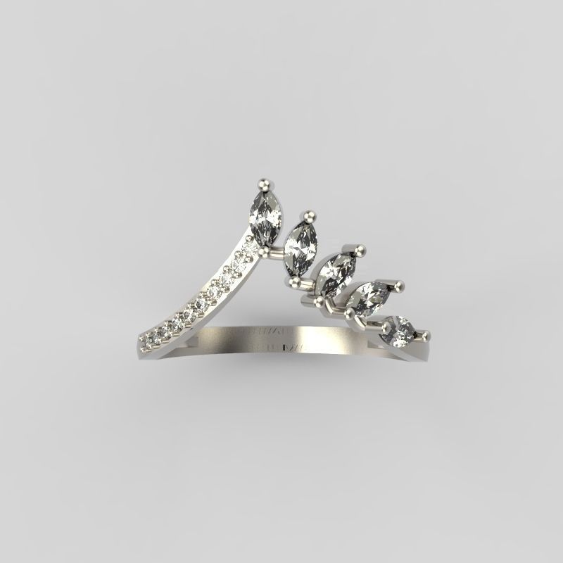 Women Ring with gems and diamonds 3dm stl 3D print model 3D print model_4