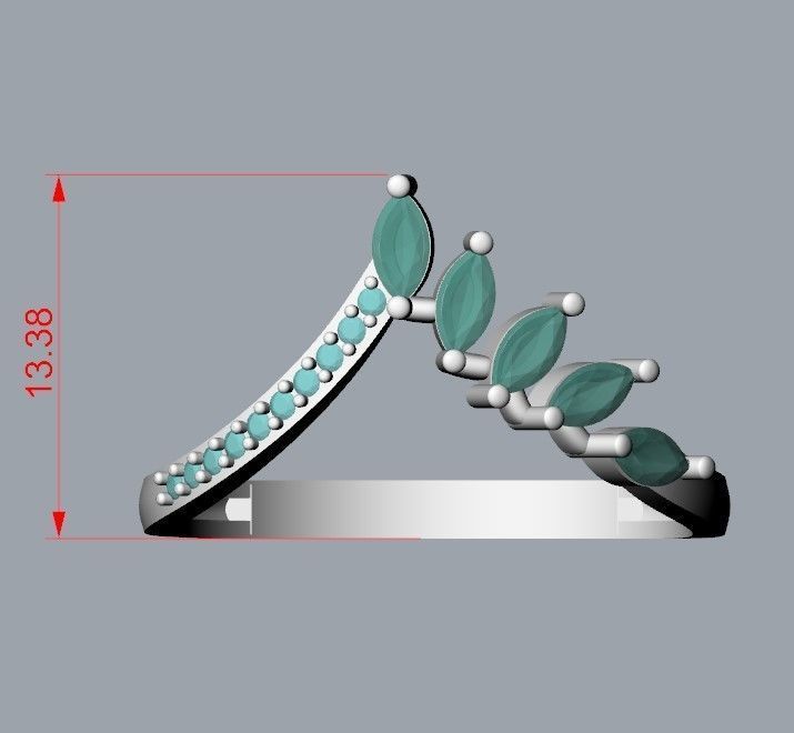 Women Ring with gems and diamonds 3dm stl 3D print model 3D print model_18