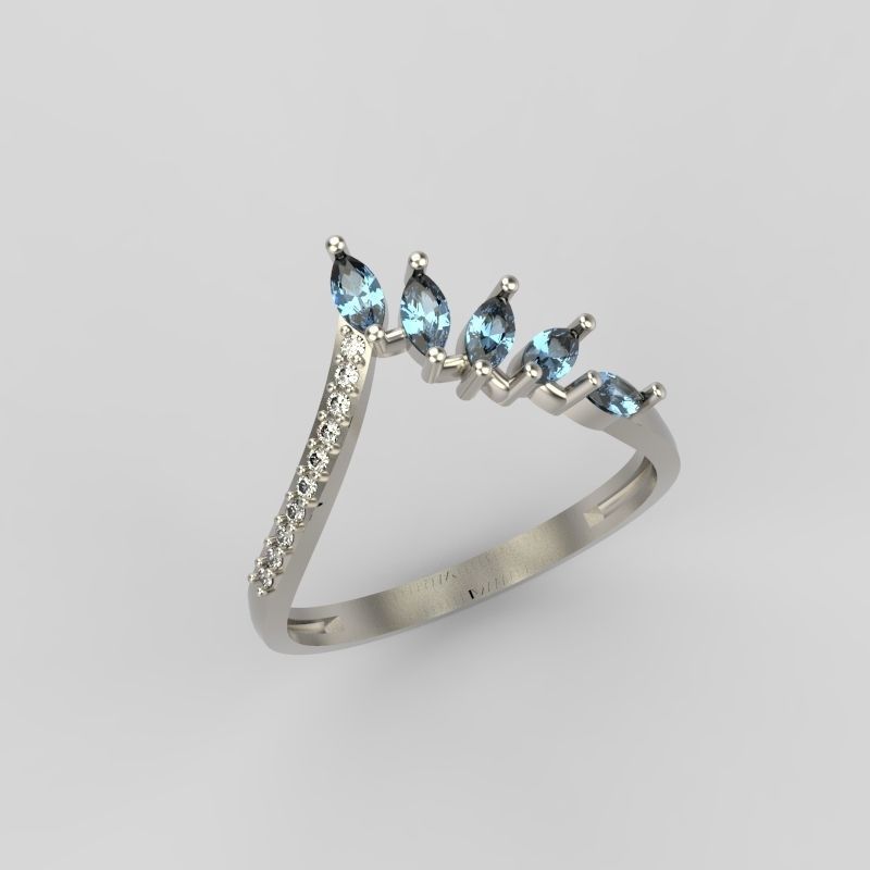 Women Ring with gems and diamonds 3dm stl 3D print model 3D print model_10