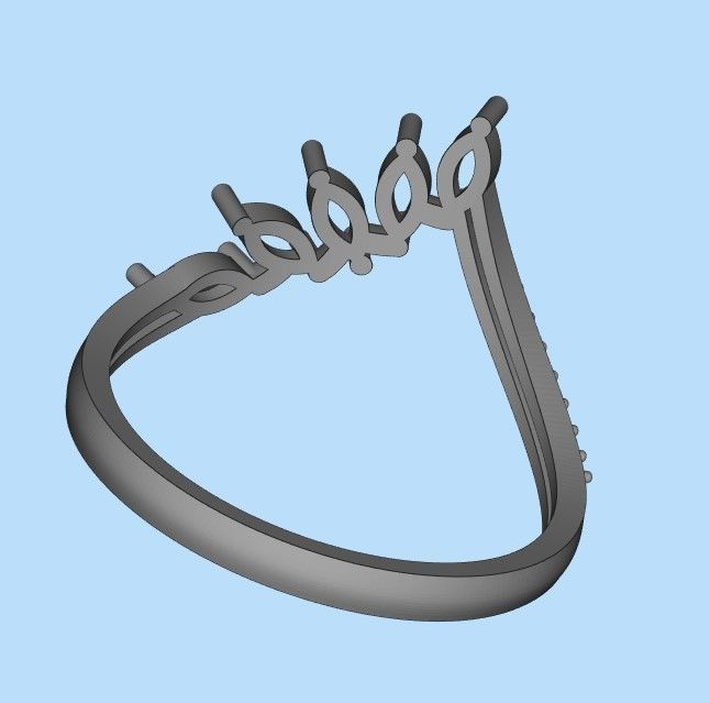 Women Ring with gems and diamonds 3dm stl 3D print model 3D print model_24
