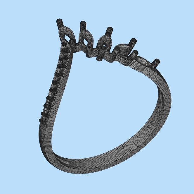 Women Ring with gems and diamonds 3dm stl 3D print model 3D print model_21