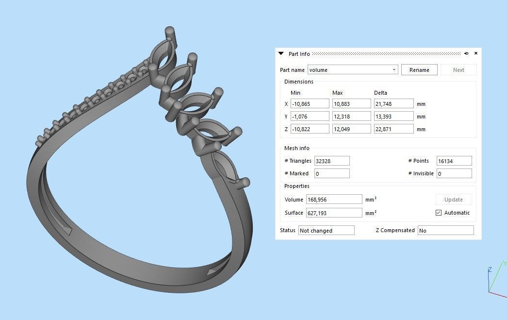 Women Ring with gems and diamonds 3dm stl 3D print model 3D print model_27