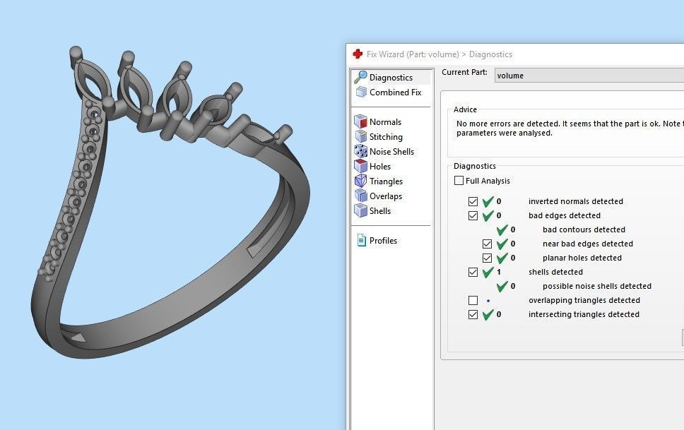Women Ring with gems and diamonds 3dm stl 3D print model 3D print model_28