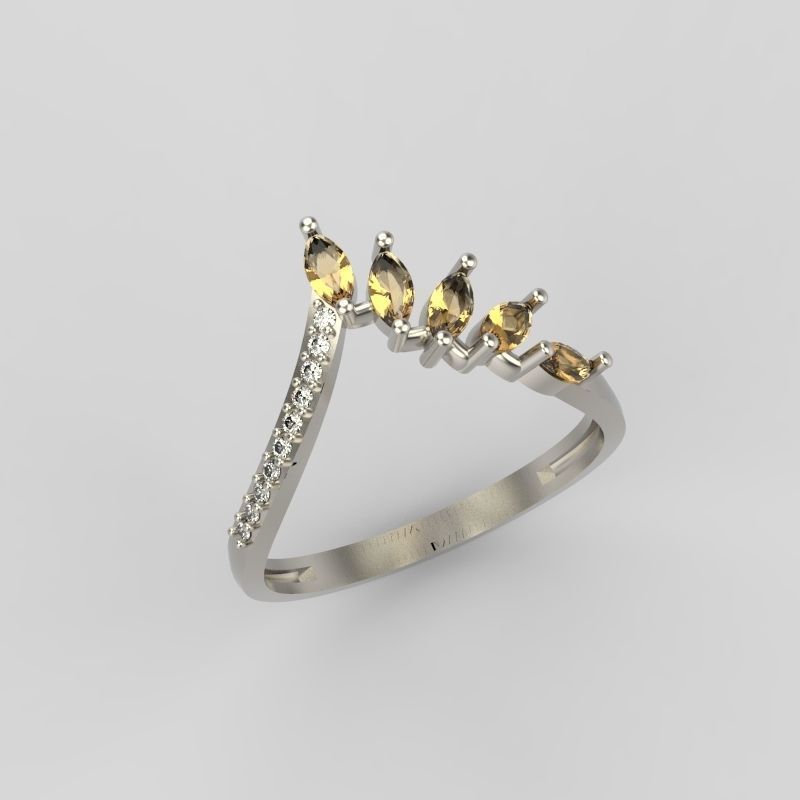 Women Ring with gems and diamonds 3dm stl 3D print model 3D print model_14