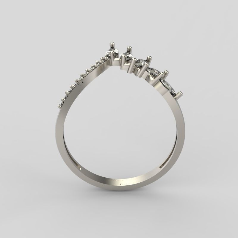 Women Ring with gems and diamonds 3dm stl 3D print model 3D print model_6
