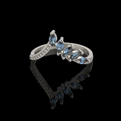Women Ring with gems and diamonds 3dm stl 3D print model 3D print model