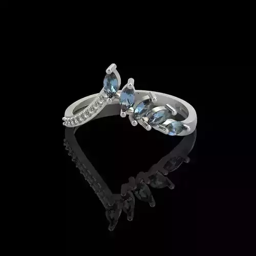 Women Ring with gems and diamonds 3dm stl 3D print model 3D print model